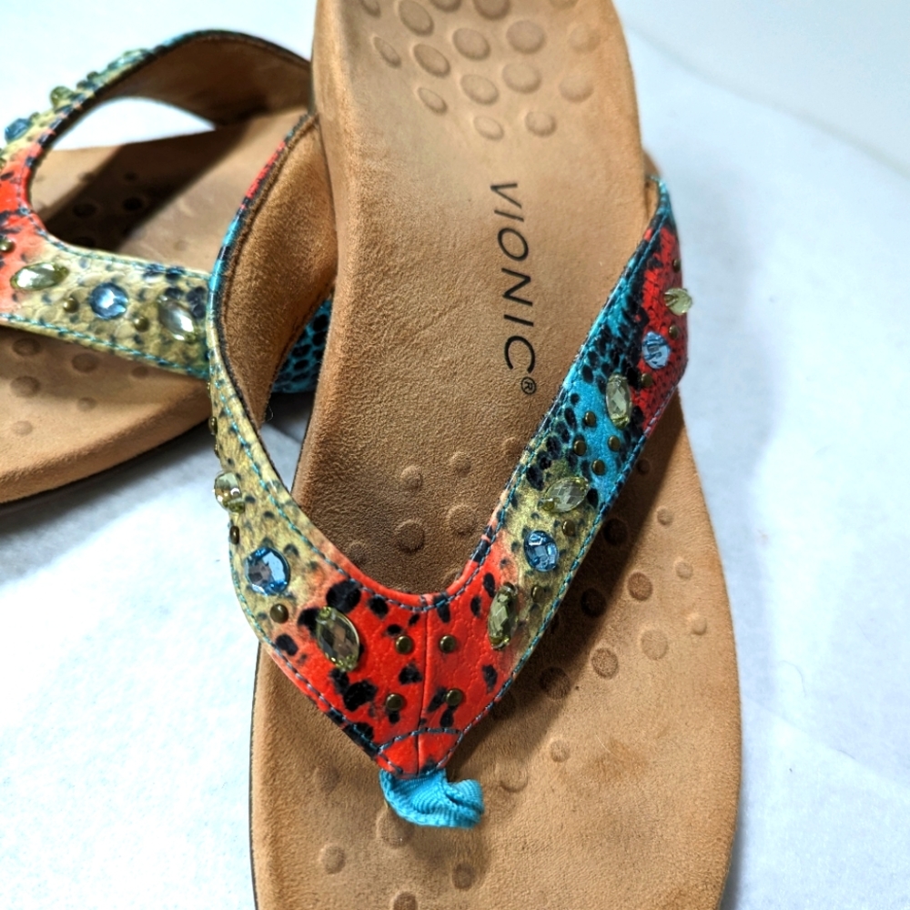 Vionic Lucia Multi Color Snake jeweled sandal